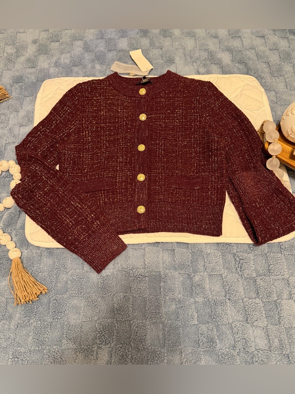 French Connection Metallic Tweed Knit Cardigan NWT! - Picture 12 of 13
